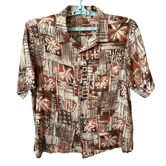 Caribbean Men's Pineapple Button Up Short Sleeve Shirt SZ L - Picture 1 of 4